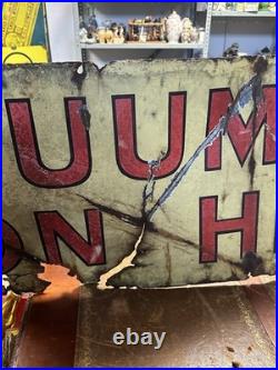 X-L 19thC Original automobile Cummins Brakes On Heater Enamel Sign VTG 202x49cm