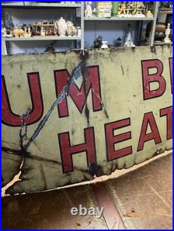 X-L 19thC Original automobile Cummins Brakes On Heater Enamel Sign VTG 202x49cm