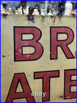 X-L 19thC Original automobile Cummins Brakes On Heater Enamel Sign VTG 202x49cm