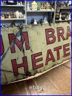 X-L 19thC Original automobile Cummins Brakes On Heater Enamel Sign VTG 202x49cm