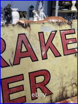 X-L 19thC Original automobile Cummins Brakes On Heater Enamel Sign VTG 202x49cm