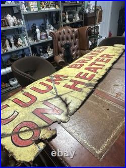 X-L 19thC Original automobile Cummins Brakes On Heater Enamel Sign VTG 202x49cm