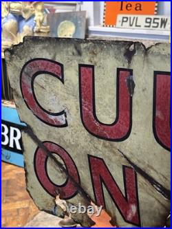 X-L 19thC Original automobile Cummins Brakes On Heater Enamel Sign VTG 202x49cm