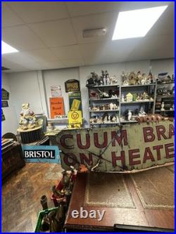 X-L 19thC Original automobile Cummins Brakes On Heater Enamel Sign VTG 202x49cm