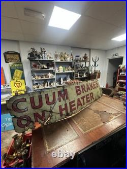 X-L 19thC Original automobile Cummins Brakes On Heater Enamel Sign VTG 202x49cm