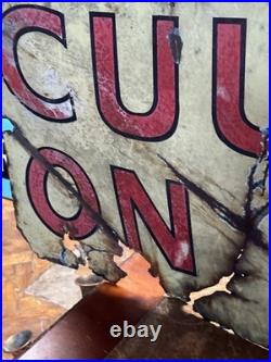 X-L 19thC Original automobile Cummins Brakes On Heater Enamel Sign VTG 202x49cm