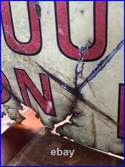 X-L 19thC Original automobile Cummins Brakes On Heater Enamel Sign VTG 202x49cm